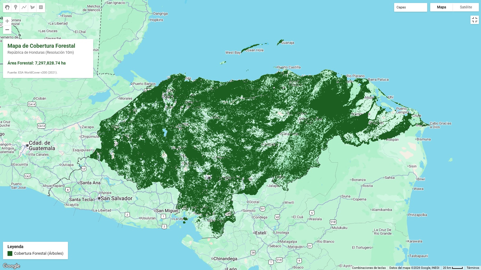 Mapa de cobertura forestal